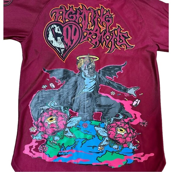 NEW! BRAND X JUICE WRLD FIGHTING DEMONS BASEBALL JERSEY (PURPLE) - 4XL - Picture 4 of 5